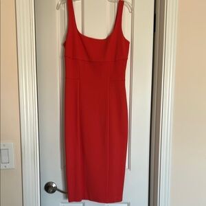 Elegant Coral Red Sleeveless Dress by DianevonFurstenberg